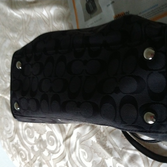 Coach Signature Jacquard Striped Python Black Satchel - Picture 5 of 10